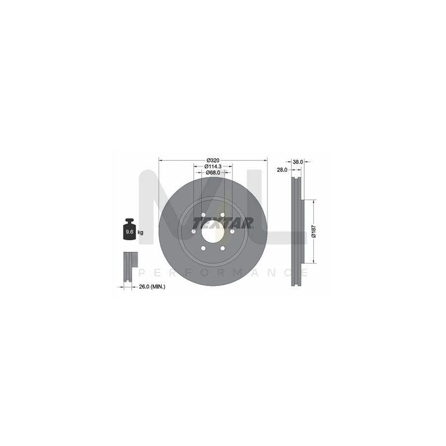 TEXTAR 92164400 Brake Disc Internally Vented, without wheel hub, without wheel studs | ML Performance Car Parts