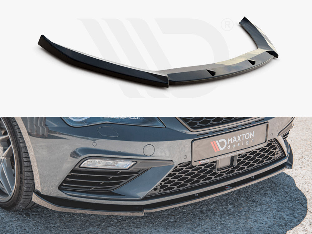 Maxton Design SE-LE-3F-CU-FD6T Front Splitter V6 Seat Leon Cupra/ Fr MK3 Facelift | ML Performance UK Car Parts