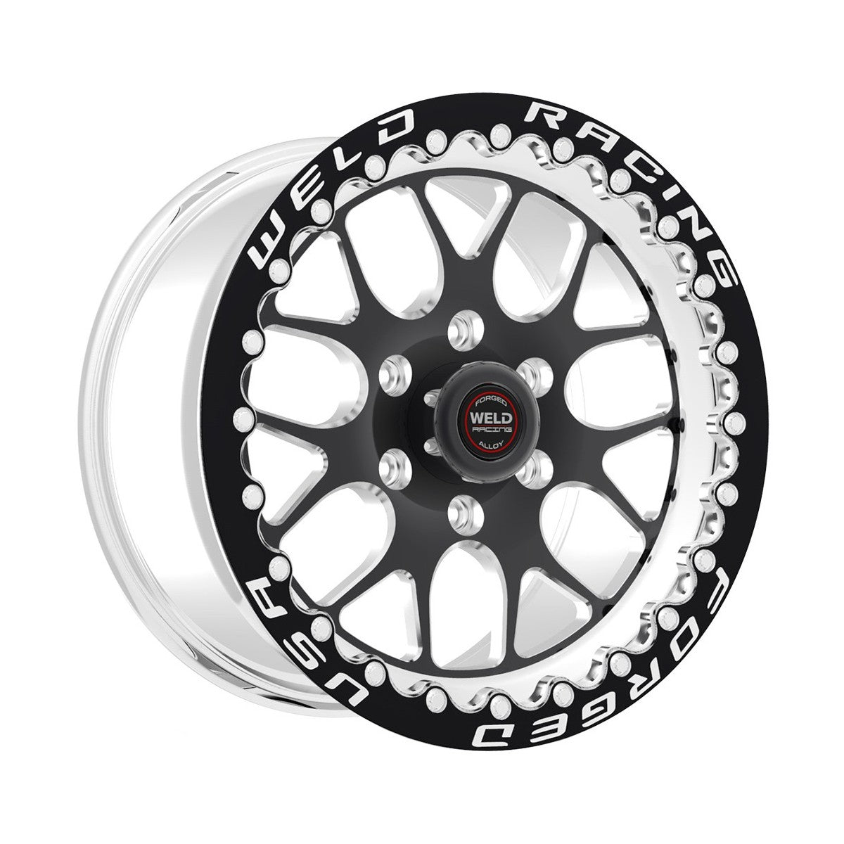 Weld 77LB7110X74F S77 Hd Beadlock Wheel 17x11 6x5 ET36 BS7.4 Black Center - Polished Shell