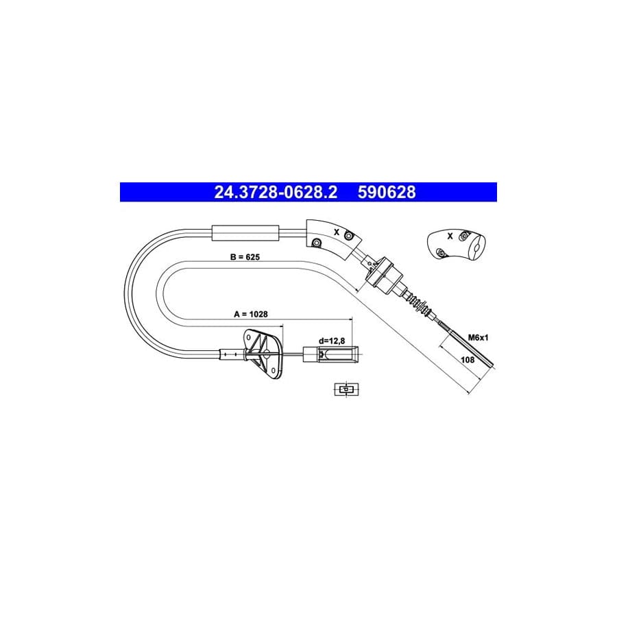 ATE 24.3728-0628.2 Clutch Cable