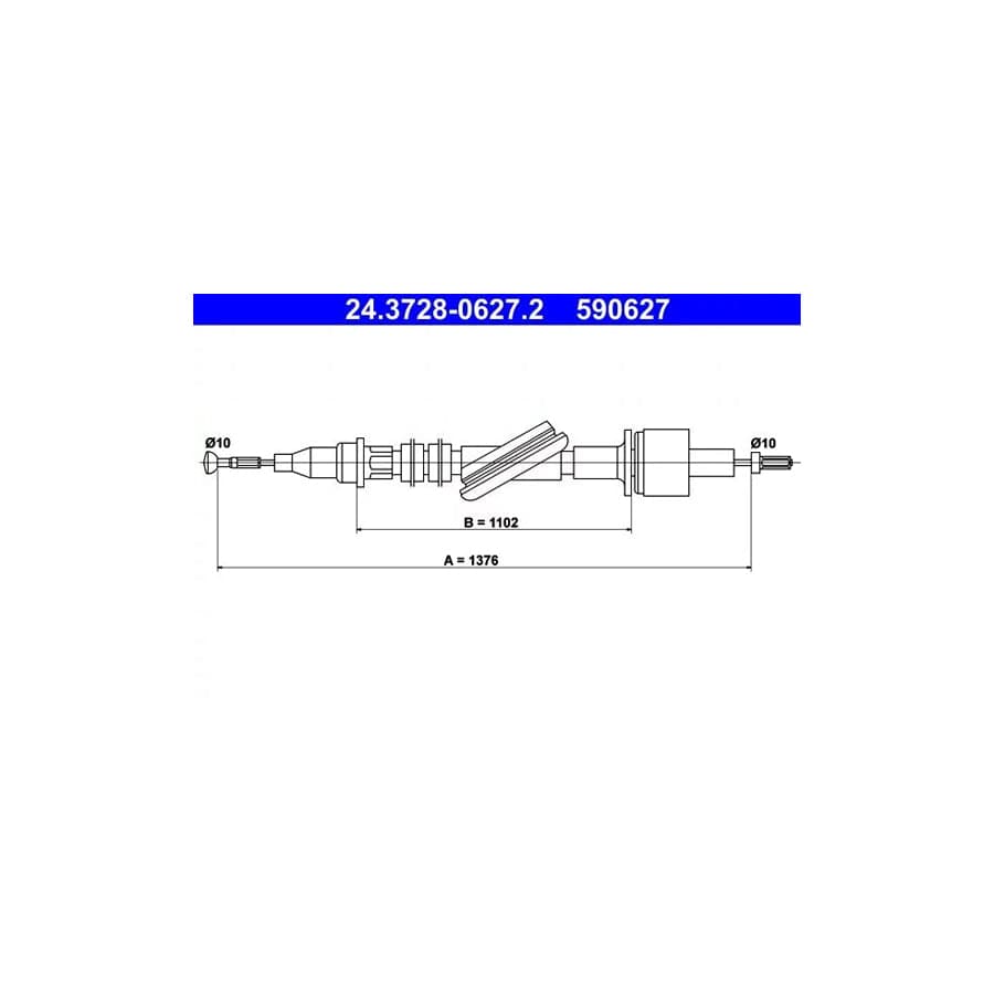 ATE 24.3728-0627.2 Clutch Cable For Ford Transit