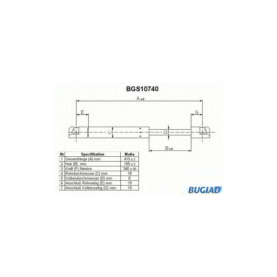 Bugiad BGS10740 Tailgate Strut For Renault Clio Ii Hatchback (Bb, Cb)