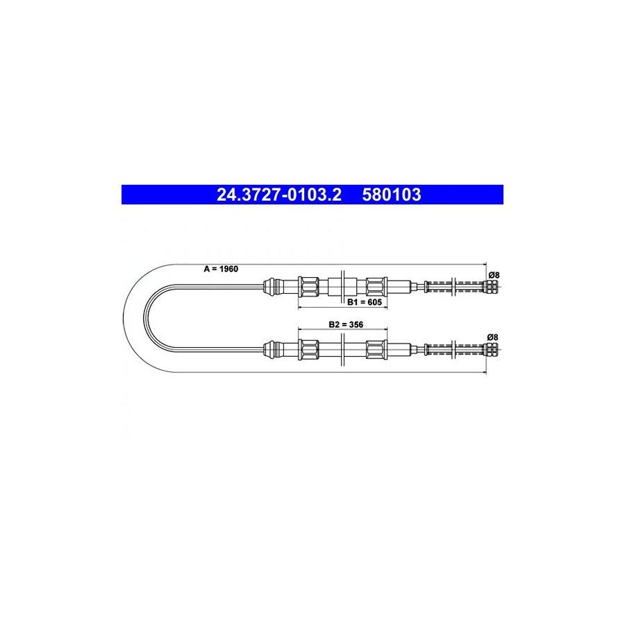 ATE 24.3727-0103.2 Hand Brake Cable