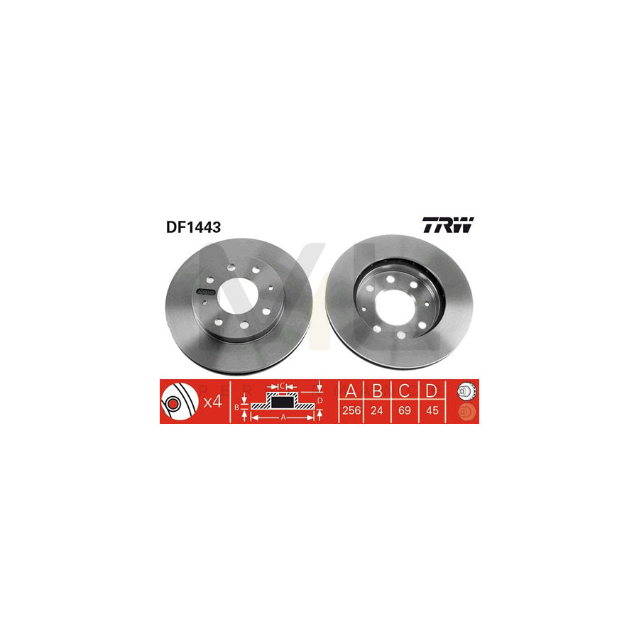 TRW DF1443 Brake Disc Vented | ML Performance Car Parts