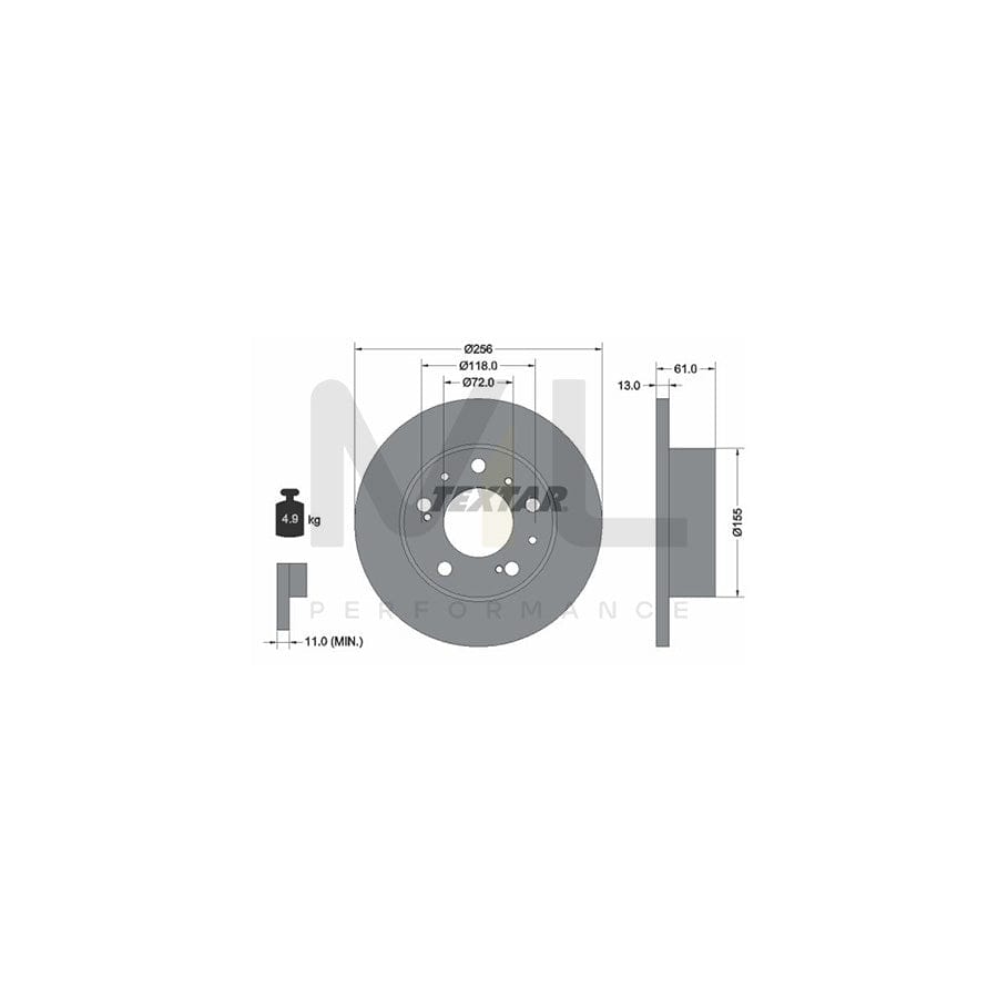 TEXTAR 92027100 Brake Disc Solid, without wheel hub, without wheel studs | ML Performance Car Parts