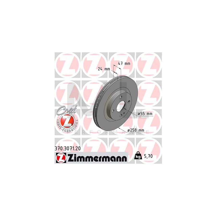 ZIMMERMANN COAT Z 370.3071.20 Brake Disc for MAZDA 323 Internally Vented, Coated | ML Performance Car Parts