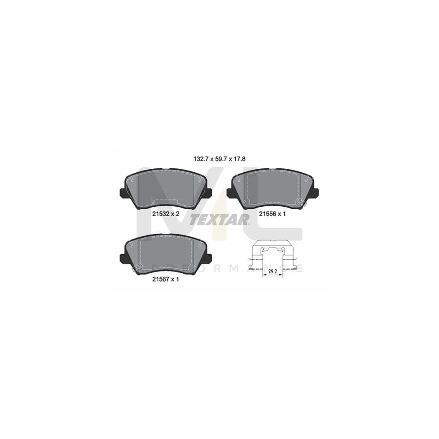 TEXTAR 2153201 Brake pad set incl. wear warning contact, with accessories | ML Performance Car Parts