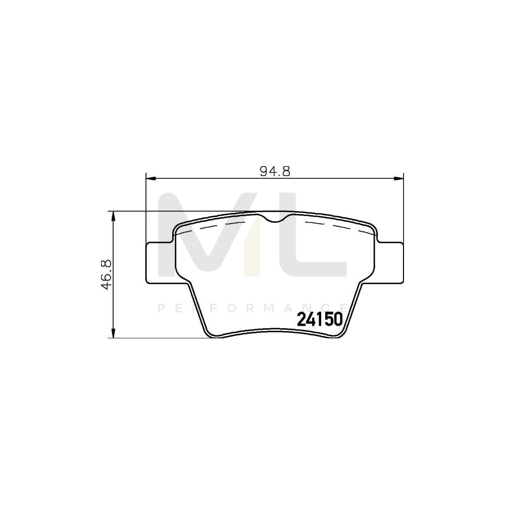 Hella 8DB 355 011-821 Brake Pad Set Not Prepared For Wear Indicator, With Brake Caliper Screws, With Accessories | ML Performance Car Parts