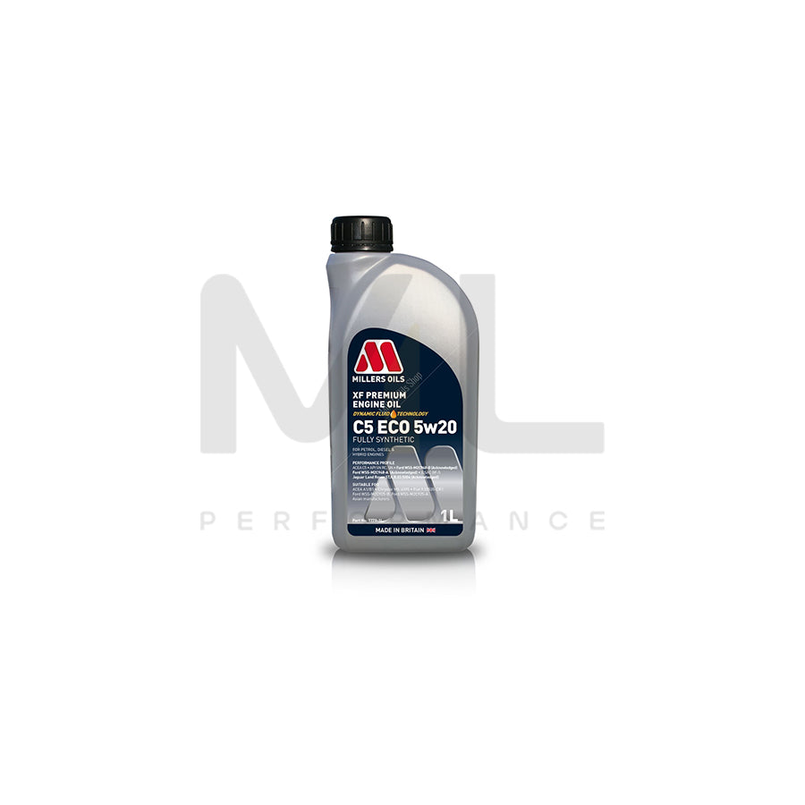 Millers Oils XF Premium C5 ECO 5W-20 Ford EcoBoost Fully Synthetic Engine Oil 1l | Engine Oil | ML Car Parts UK | ML Performance