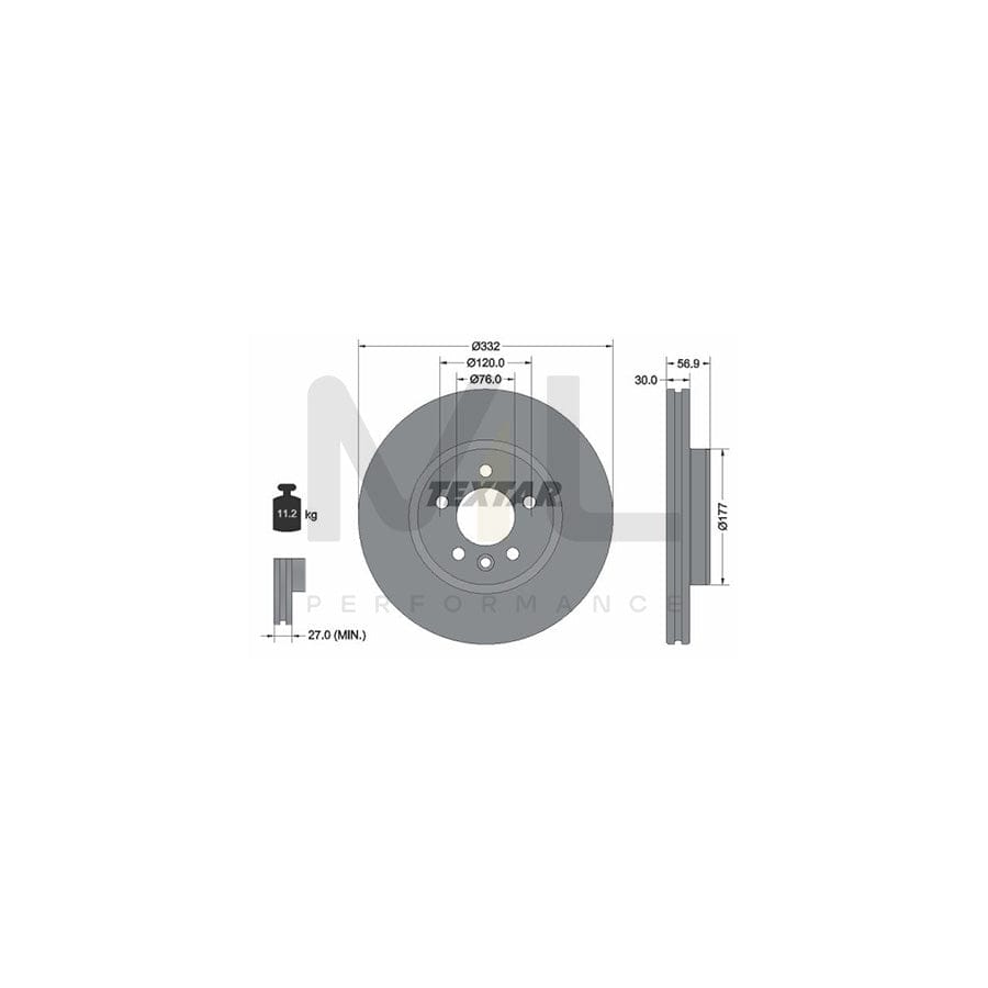 TEXTAR 92307705 Brake Disc for VW AMAROK Internally Vented, Coated, High-carbon, without wheel hub | ML Performance Car Parts