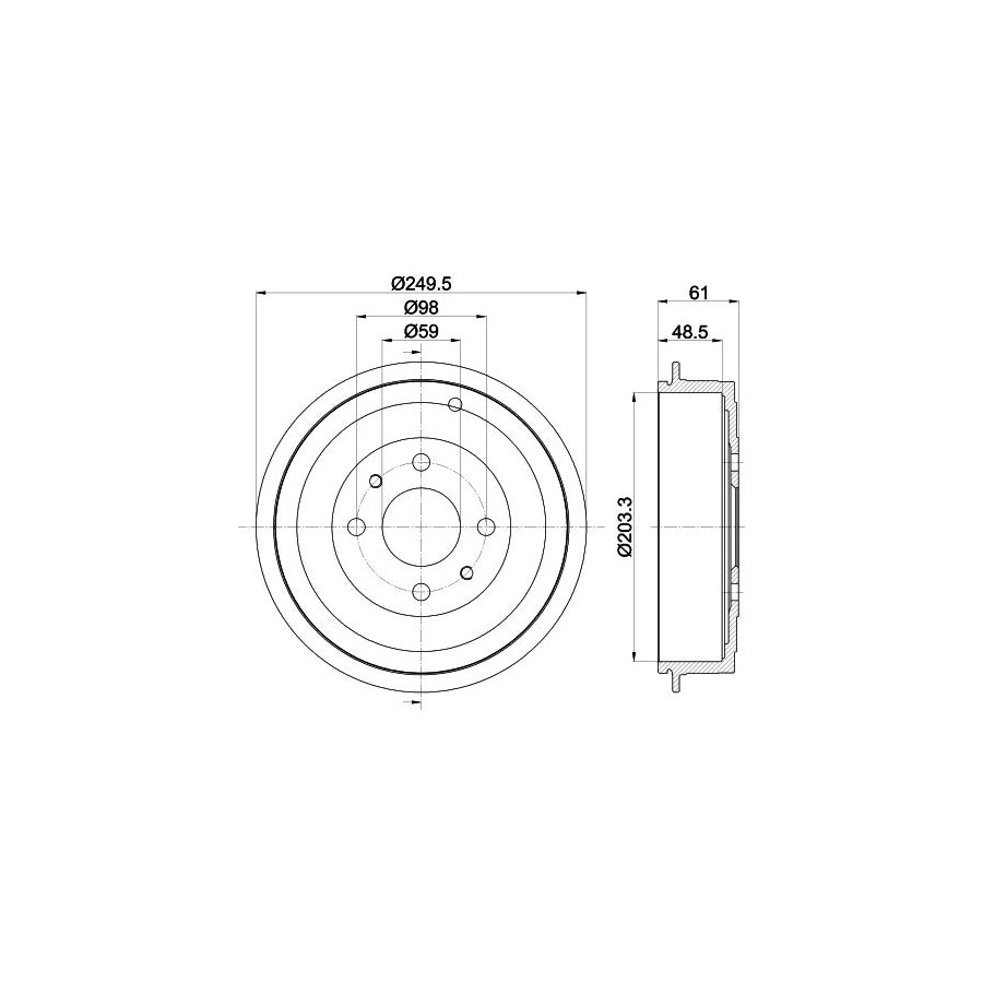 Hella 8DT 355 301-421 Brake Drum