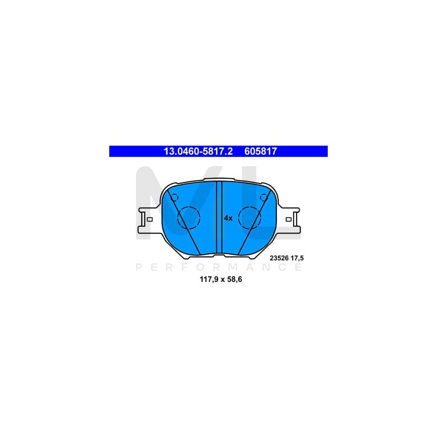 ATE 13.0460-5817.2 Brake pad set excl. wear warning contact, prepared for wear indicator | ML Performance Car Parts