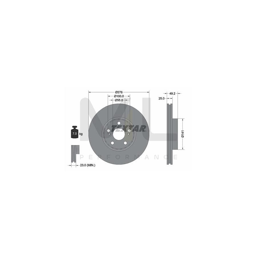 TEXTAR PRO 92126403 Brake Disc for TOYOTA AVENSIS Externally Vented, Coated, without wheel hub, without wheel studs | ML Performance Car Parts