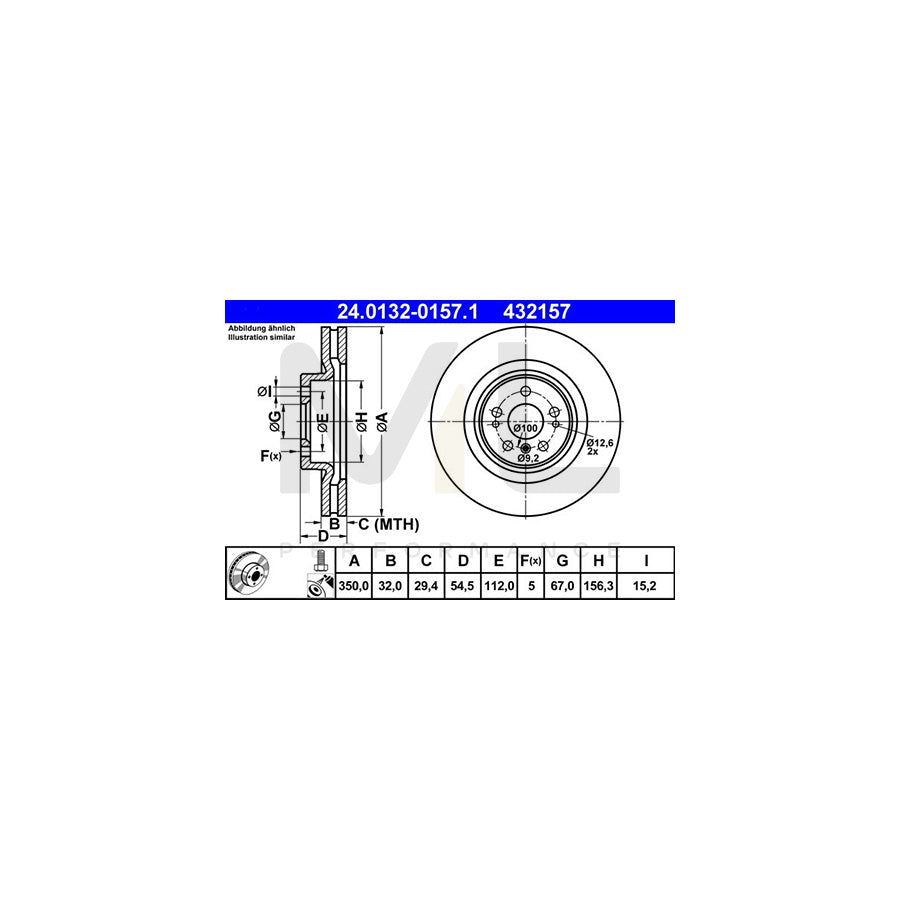 ATE 24.0132-0157.1 Brake Disc Vented, Coated, Alloyed / High-carbon, with bolts/screws | ML Performance Car Parts