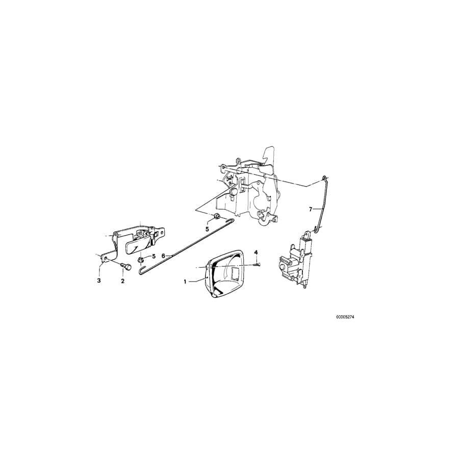 Genuine BMW 51211848882 E23 E26 Door Handle Inner Right (Inc. 732i, M1 & 733i) | ML Performance UK Car Parts