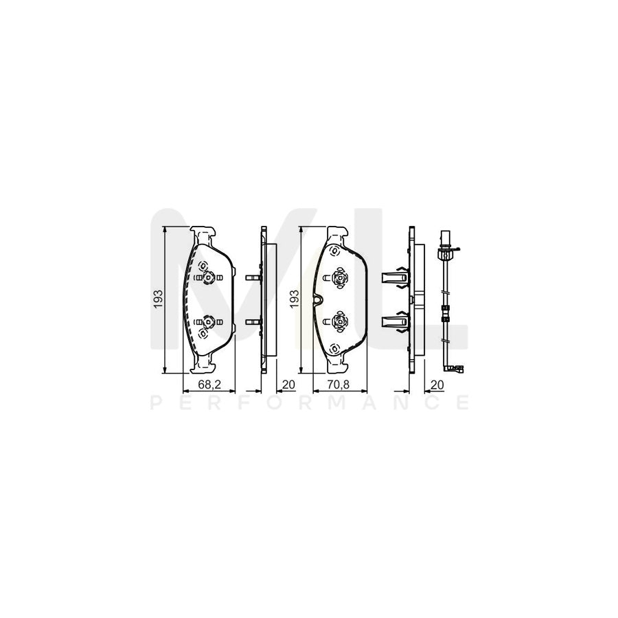 Bosch 0986Tb3178 Brake Pad Set Incl. Wear Warning Contact  | ML Performance Car Parts