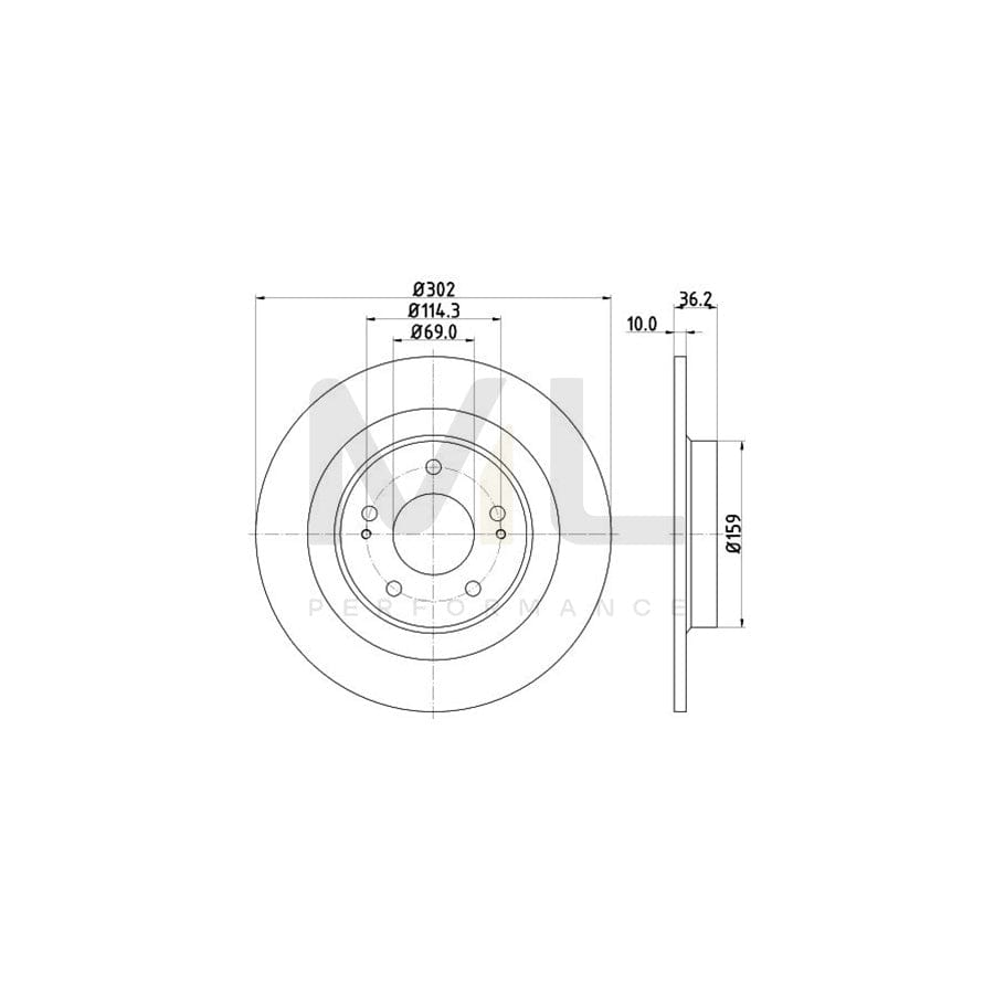 HELLA PRO 8DD 355 120-431 Brake Disc Solid, Coated, without wheel hub, without wheel studs | ML Performance Car Parts