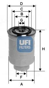 UFI 24.398.00 Fuel Filter For Nissan Np300 Pickup (D22)