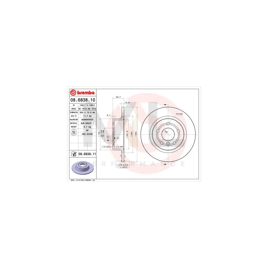 BREMBO COATED DISC LINE 08.6838.11 Brake Disc Solid, Coated | ML Performance Car Parts