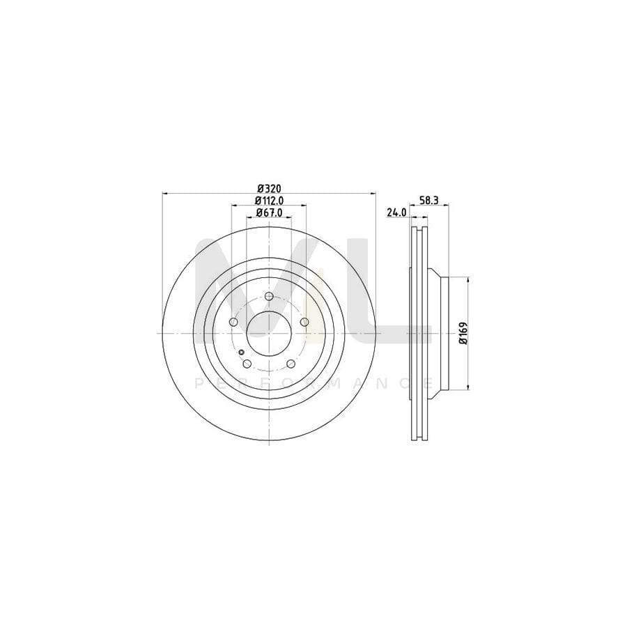 HELLA PRO High Carbon 8DD 355 128-751 Brake Disc Internally Vented, Coated, High-carbon, without wheel hub, without wheel studs | ML Performance Car Parts