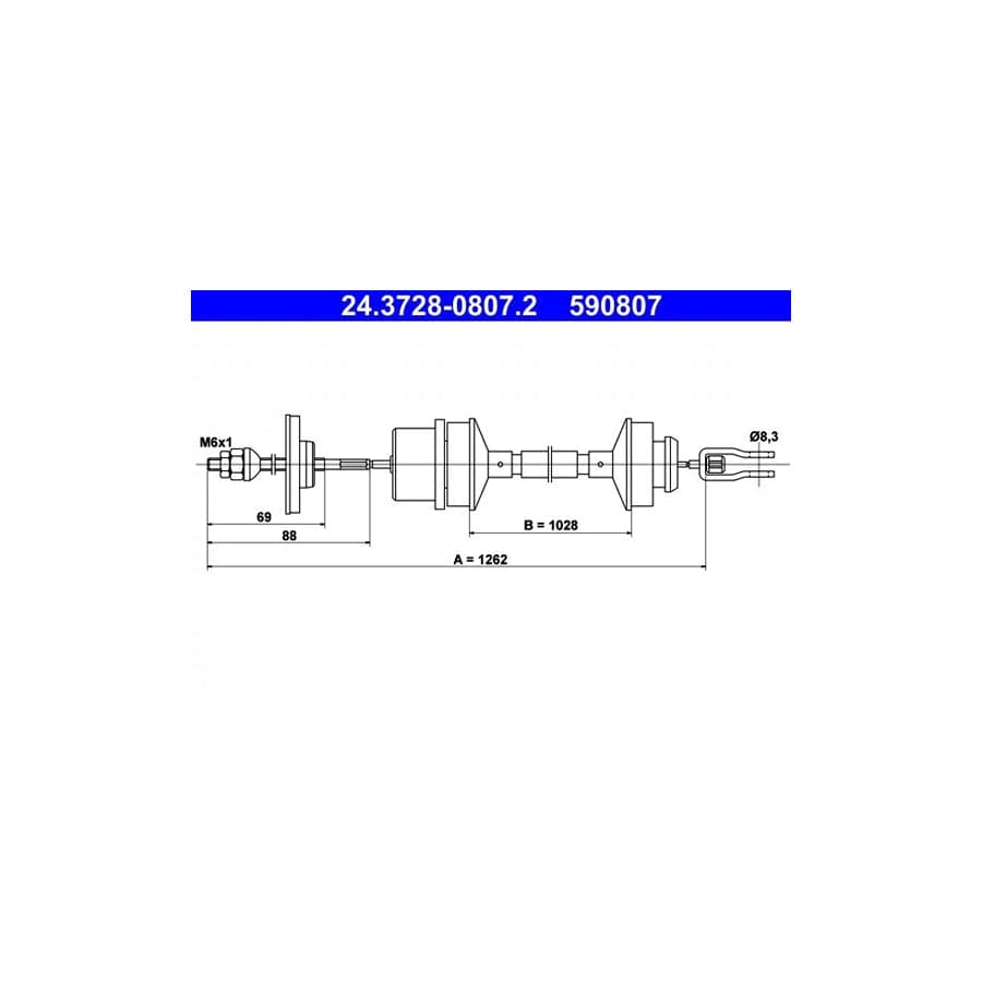 ATE 24.3728-0807.2 Clutch Cable