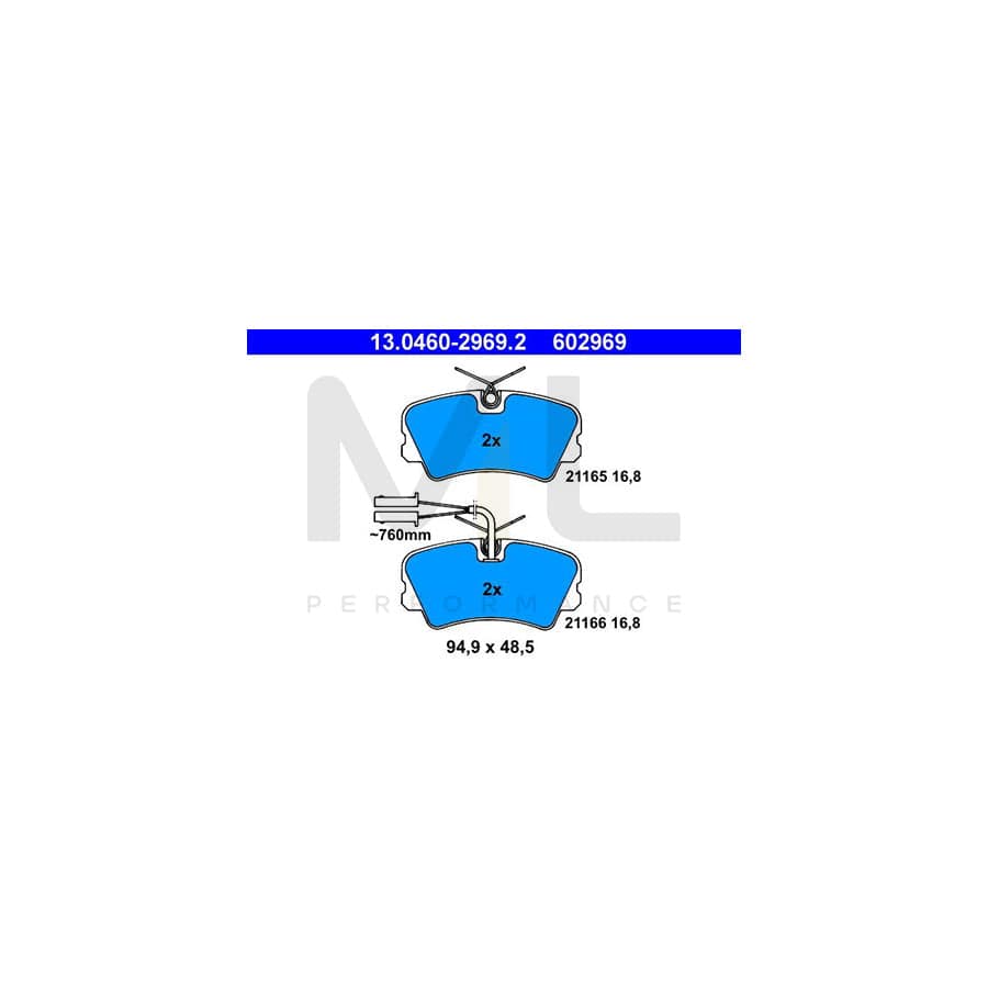 ATE 13.0460-2969.2 Brake pad set incl. wear warning contact | ML Performance Car Parts