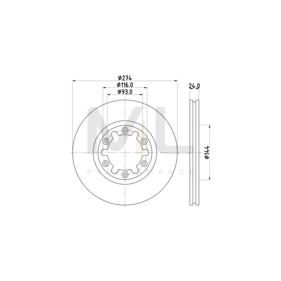 HELLA 8DD 355 111-741 Brake Disc Internally Vented, without wheel hub, without wheel studs | ML Performance Car Parts