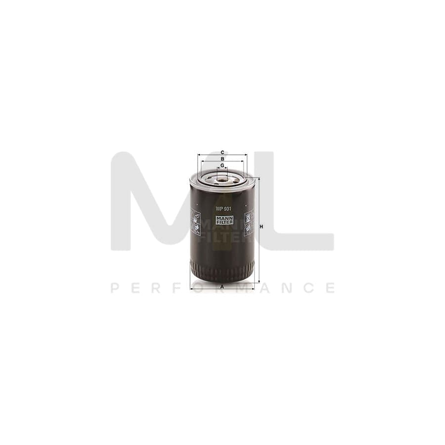 MANN-FILTER WP 931 Oil Filter Spin-on Filter | ML Performance Car Parts