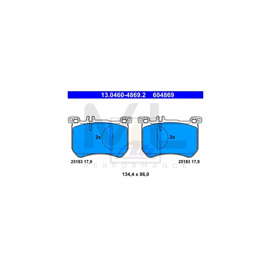 ATE 13.0460-4869.2 Brake pad set excl. wear warning contact, prepared for wear indicator | ML Performance Car Parts