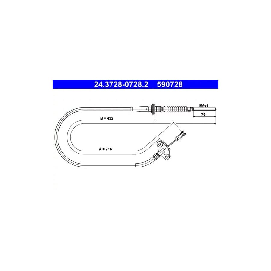 ATE 24.3728-0728.2 Clutch Cable