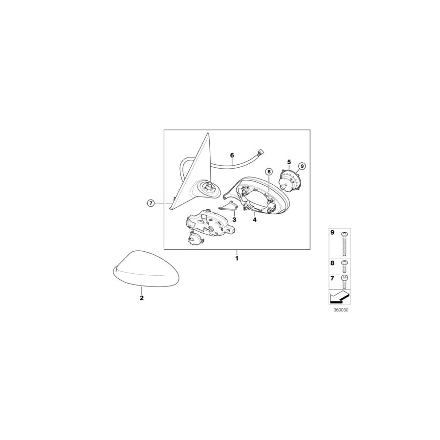 Genuine BMW 51167282653 E93 E92 Outside Mirror Heated With Memory, Left SHADOW-LINE (Inc. 316i, 330xi & 325i) | ML Performance UK Car Parts