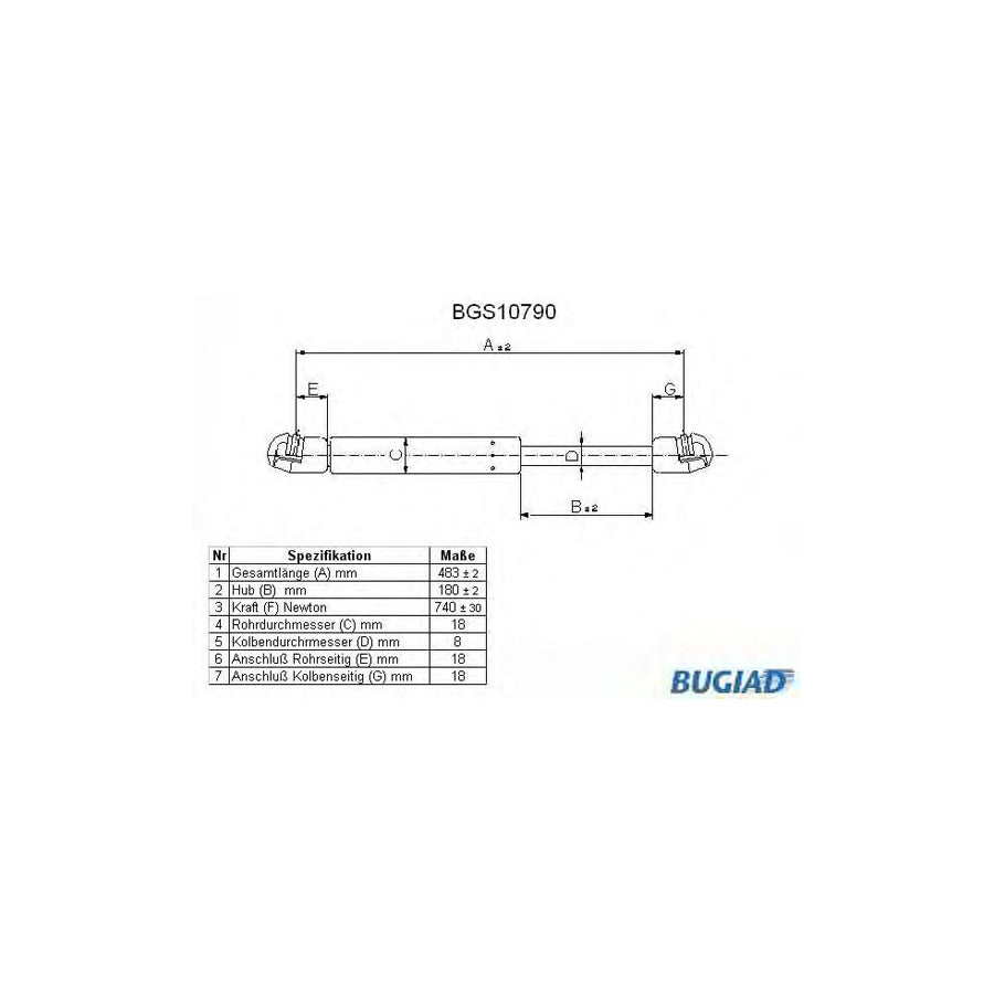 Bugiad BGS10790 Tailgate Strut For Audi A6 C5 Avant (4B5)