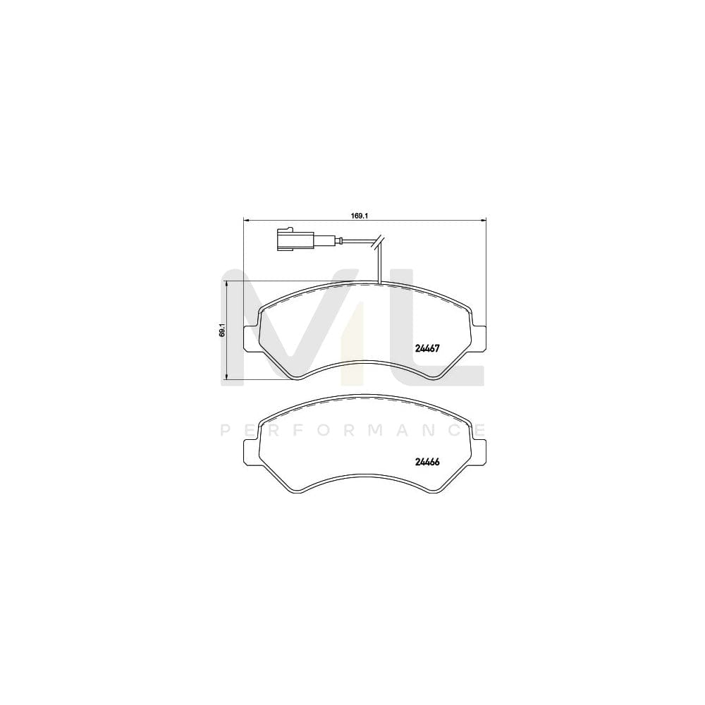 Hella 8DB 355 019-901 Brake Pad Set With Integrated Wear Warning Contact, With Accessories | ML Performance Car Parts