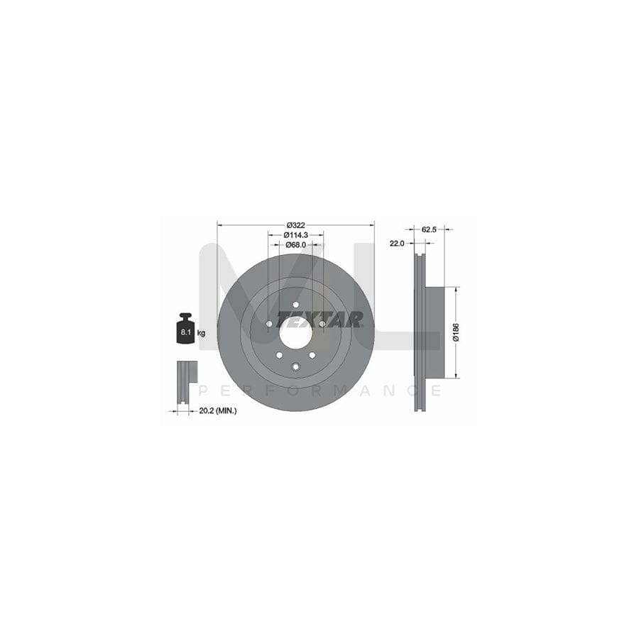 TEXTAR PRO 92203603 Brake Disc Internally Vented, Coated, without wheel hub, without wheel studs | ML Performance Car Parts