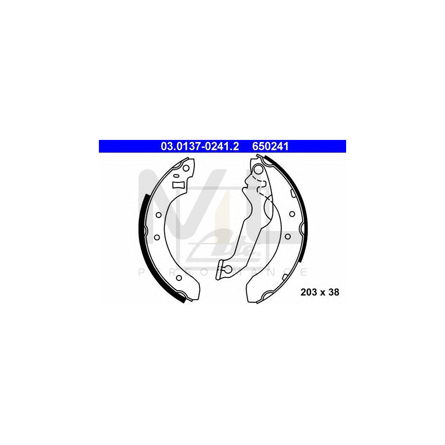 ATE 03.0137-0241.2 Brake Shoe Set Ø: 203mm, with lever | ML Performance Car Parts