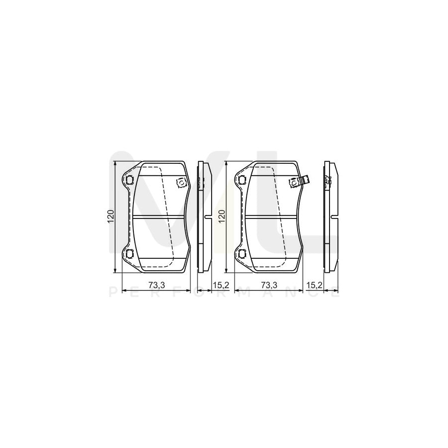 Bosch 0986494310 Brake Pad Set With Acoustic Wear Warning, With Anti-Squeak Plate, With Mounting Manual BP1312 | ML Performance Car Parts