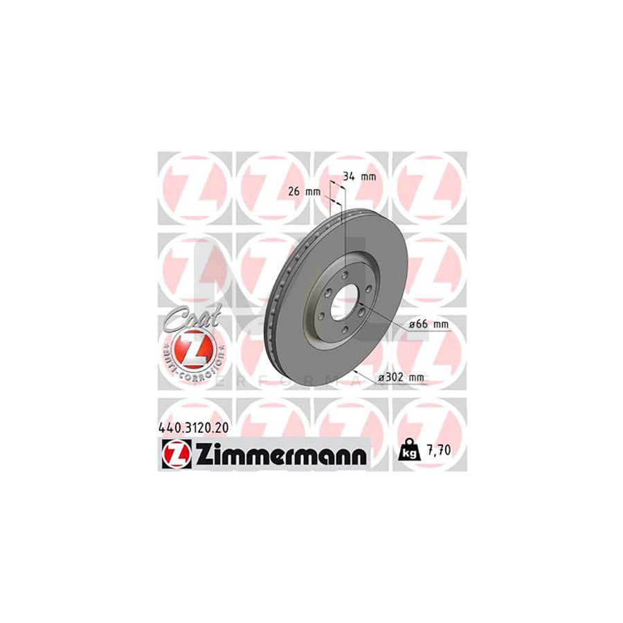 ZIMMERMANN COAT Z 440.3120.20 Brake Disc Internally Vented, Coated | ML Performance Car Parts