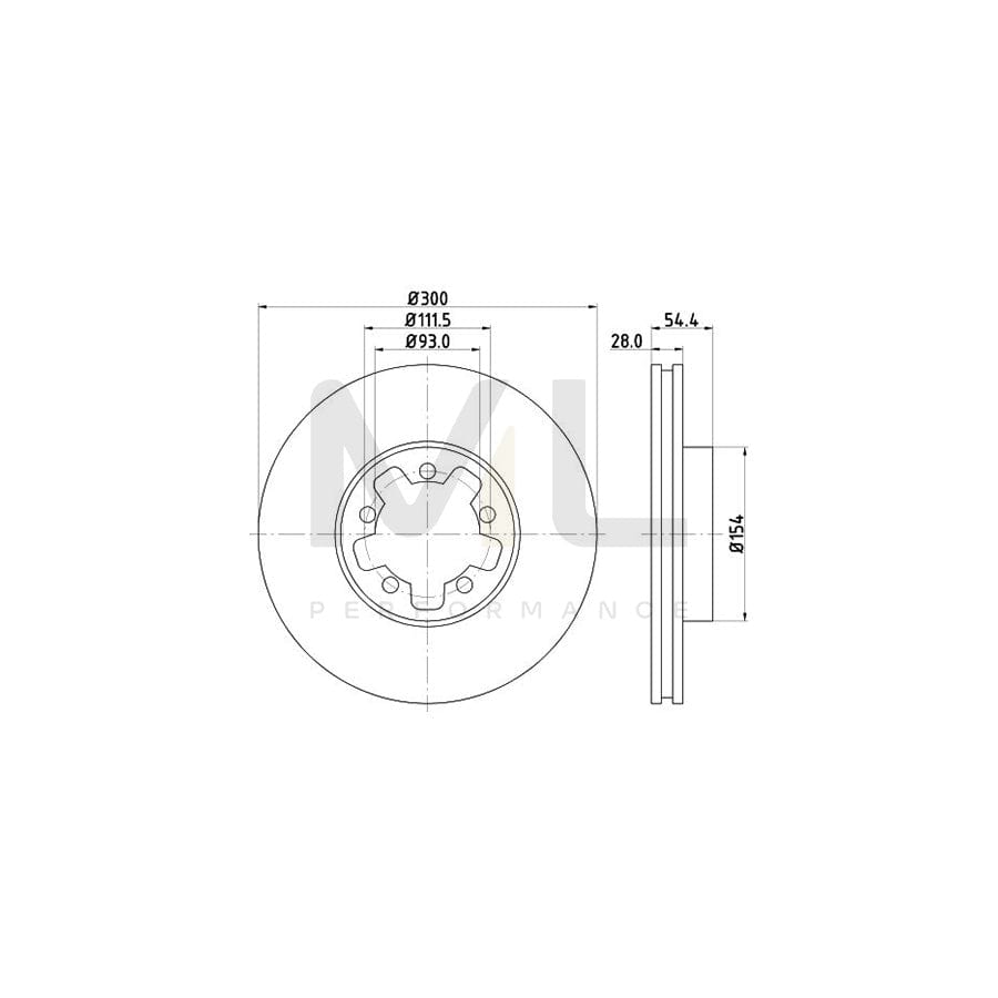 HELLA PRO 8DD 355 113-281 Brake Disc for FORD TRANSIT Internally Vented, Coated, without wheel hub, without wheel studs | ML Performance Car Parts