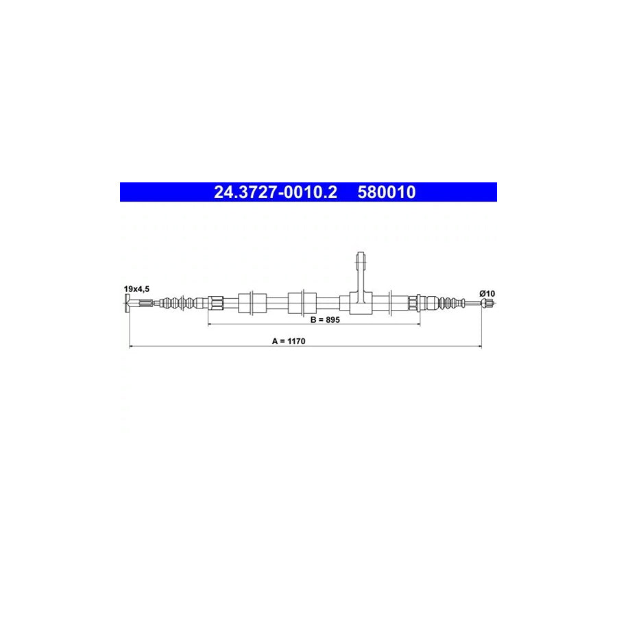 ATE 24.3727-0010.2 Hand Brake Cable For Alfa Romeo 147 (937)