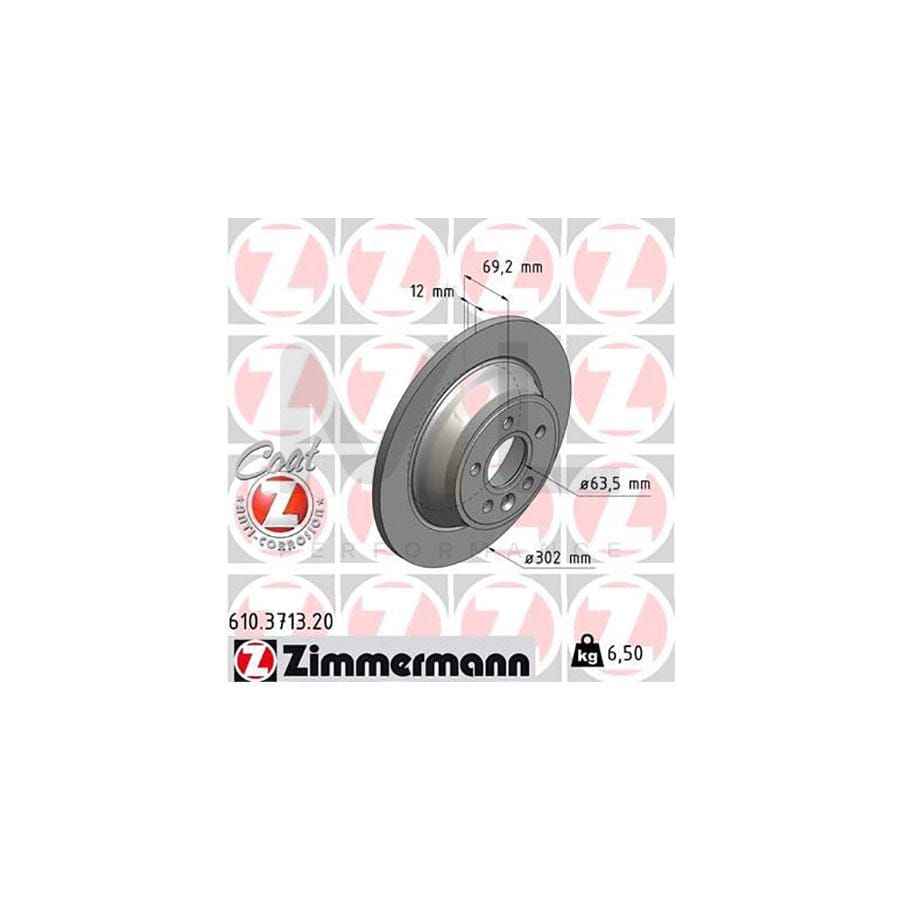 ZIMMERMANN COAT Z 610.3713.20 Brake Disc Solid, Coated | ML Performance Car Parts