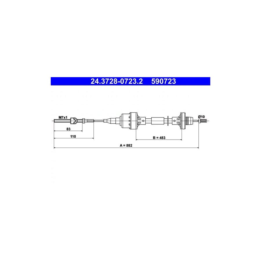 ATE 24.3728-0723.2 Clutch Cable