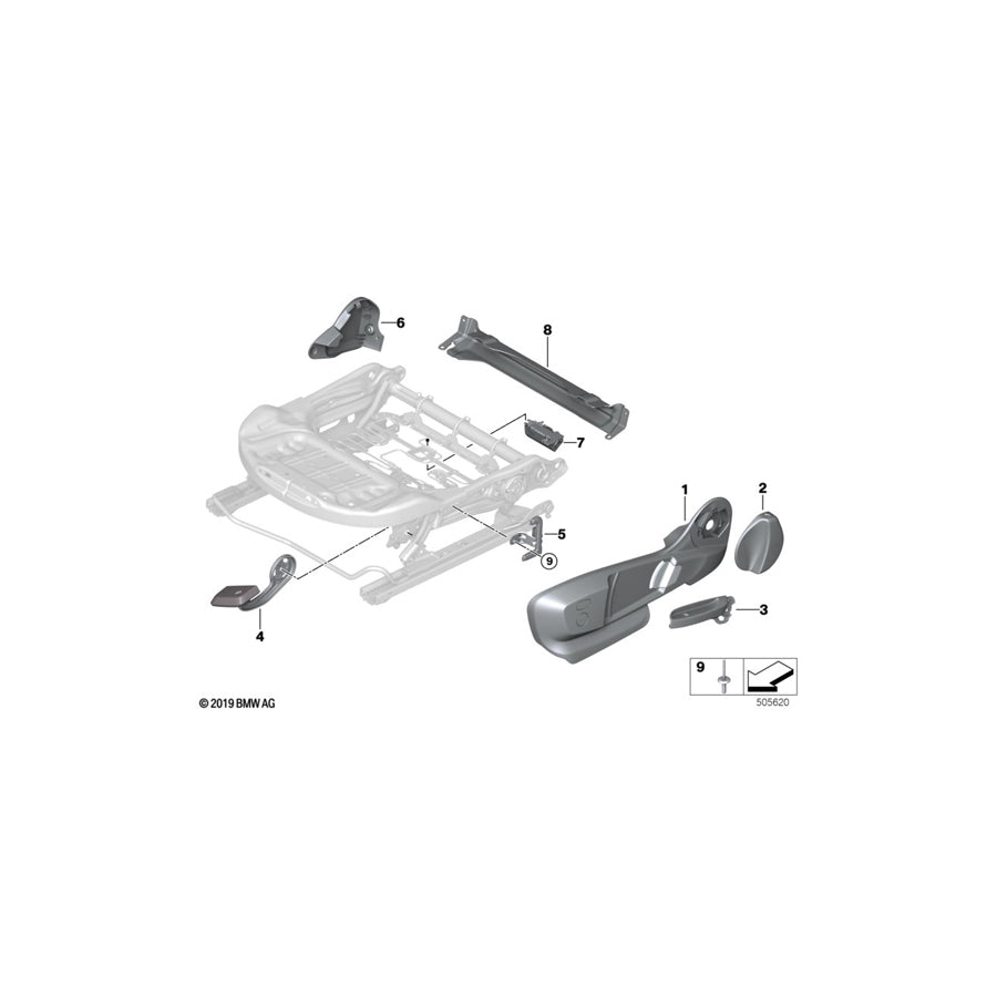 Genuine BMW 52107314234 F45 F46 F39 Lever, Seat Height Adjustment, Right (Inc. X2 18d, 118i & X2 18i) | ML Performance UK