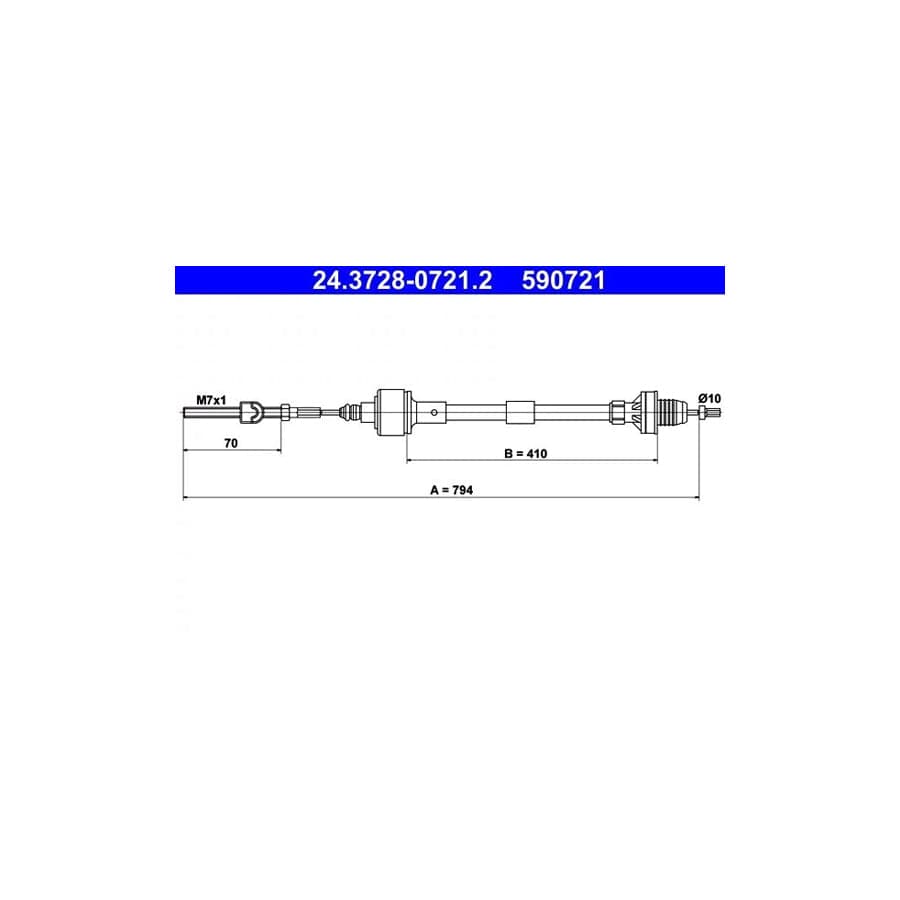 ATE 24.3728-0721.2 Clutch Cable