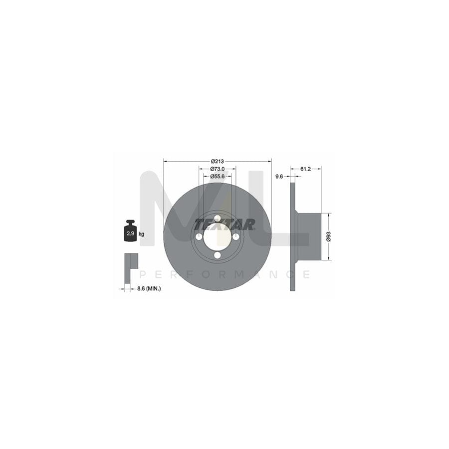 TEXTAR 92092600 Brake Disc Solid, without wheel hub, without wheel studs | ML Performance Car Parts