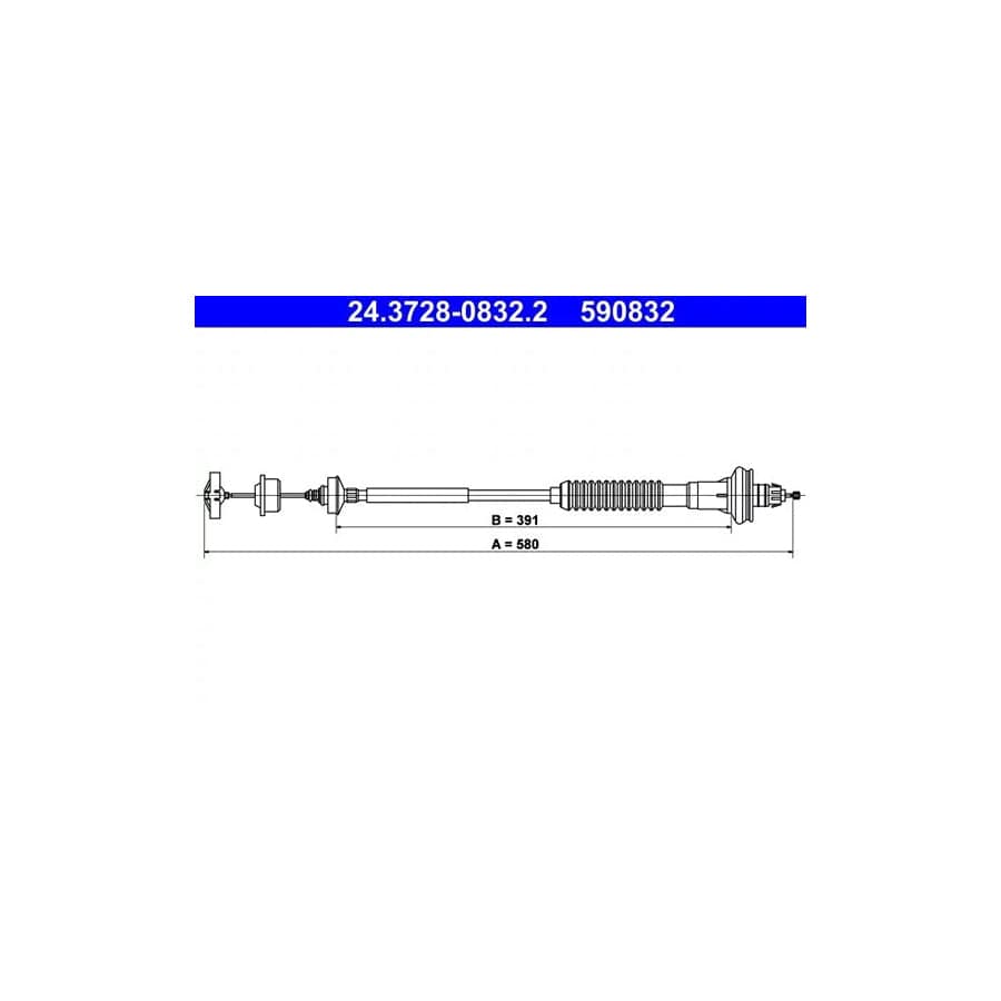 ATE 24.3728-0832.2 Clutch Cable For Peugeot 206