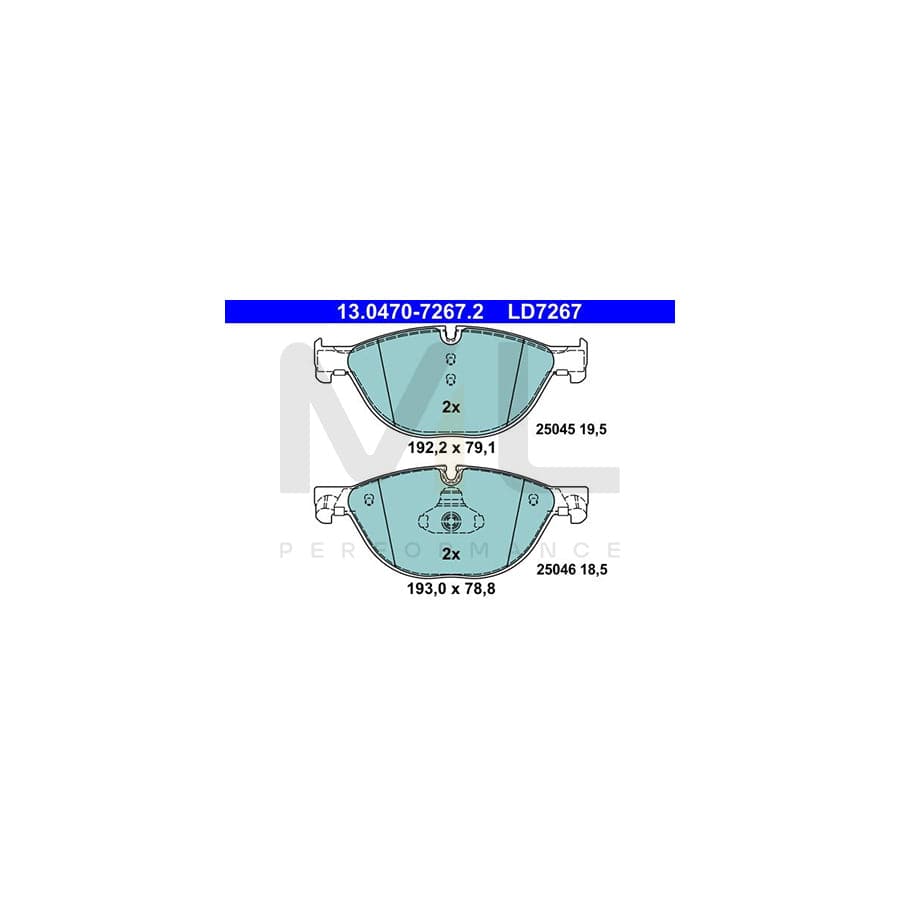 ATE Ceramic 13.0470-7267.2 Brake pad set excl. wear warning contact, prepared for wear indicator | ML Performance Car Parts