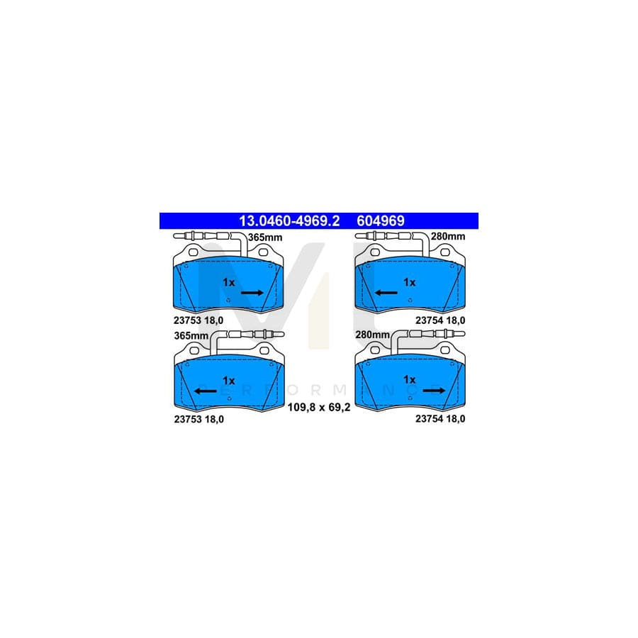 ATE 13.0460-4969.2 Brake pad set for PEUGEOT 406 Coupe incl. wear warning contact | ML Performance Car Parts