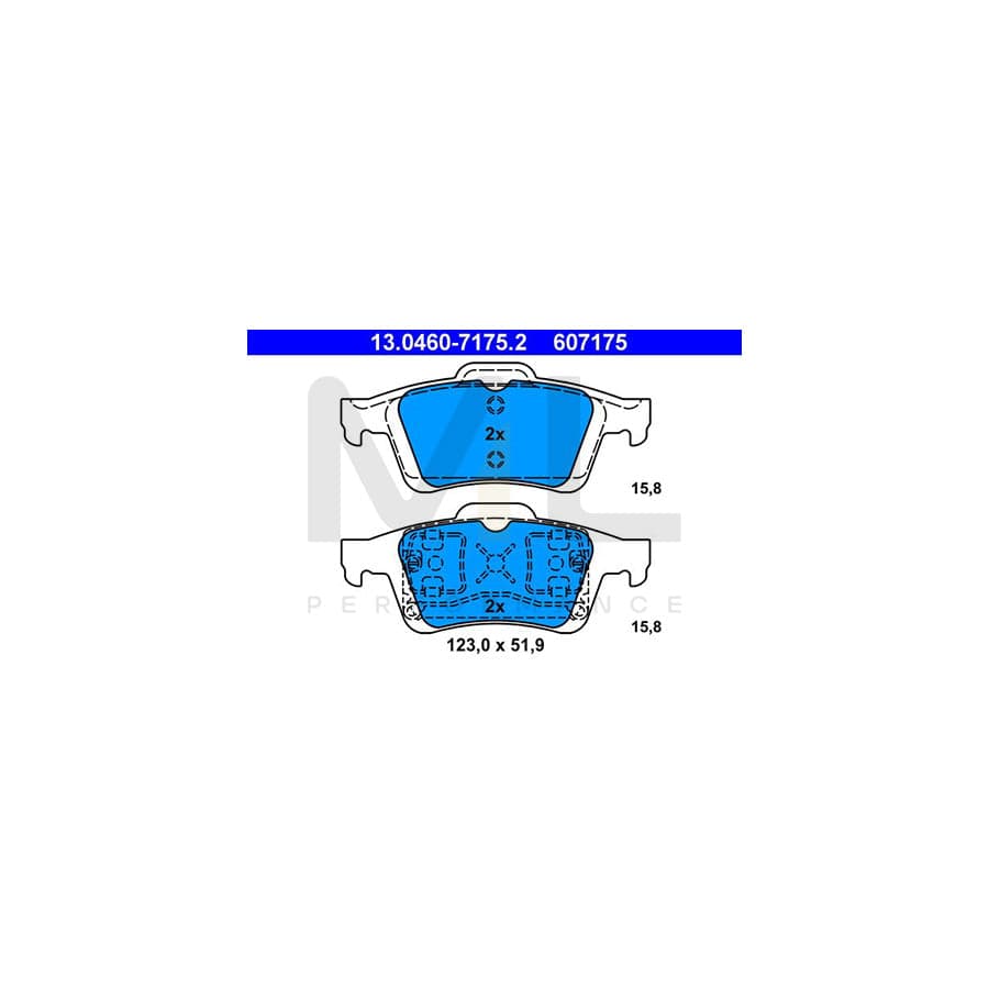 ATE 13.0460-7175.2 Brake pad set excl. wear warning contact, not prepared for wear indicator | ML Performance Car Parts