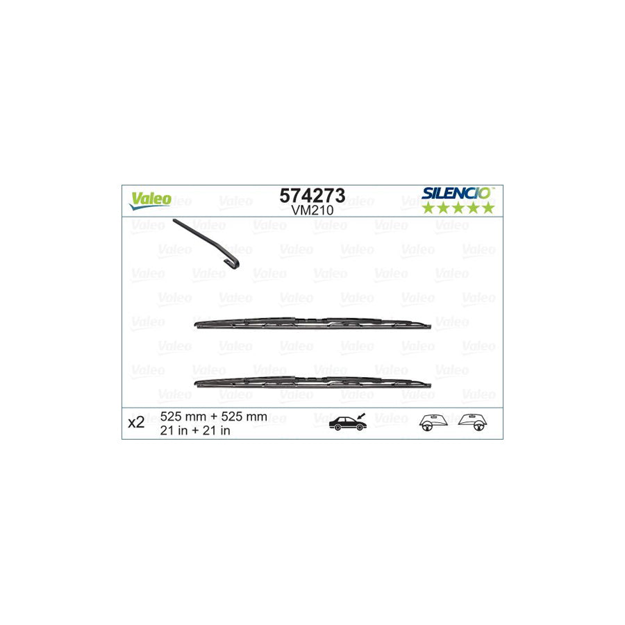 Valeo Silencio, Silencio Conventional Set 574273 Wiper Blade For Land Rover Discovery Ii (L318) | ML Performance UK Car Parts