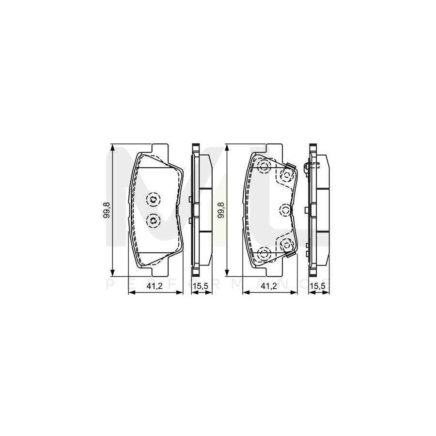 Bosch 0986495309 Brake Pad Set For Kia Soul Ii (Ps) With Acoustic Wear Warning, With Anti-Squeak Plate, With Mounting Manual BP1598 | ML Performance Car Parts